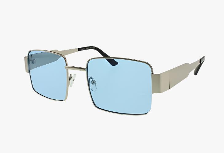 blue lens Wholesale Fashion Full Metal Rectangle Sunglasses