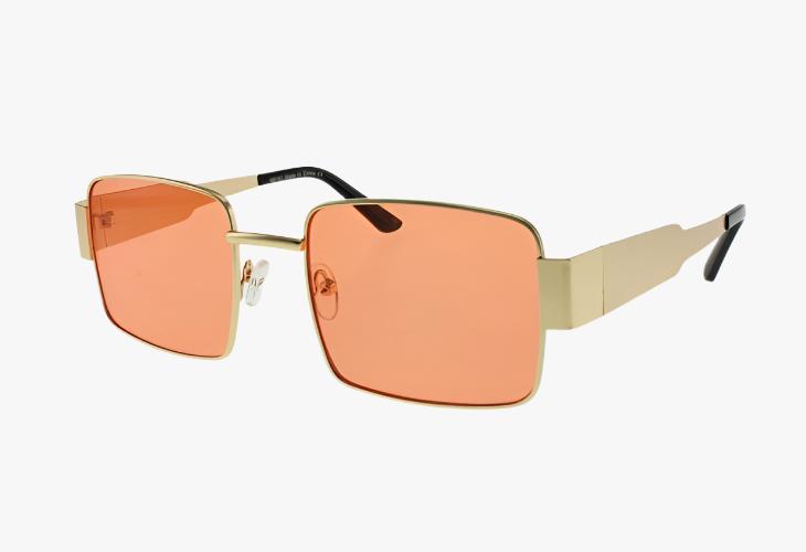 orange lens Wholesale Fashion Full Metal Rectangle Sunglasses