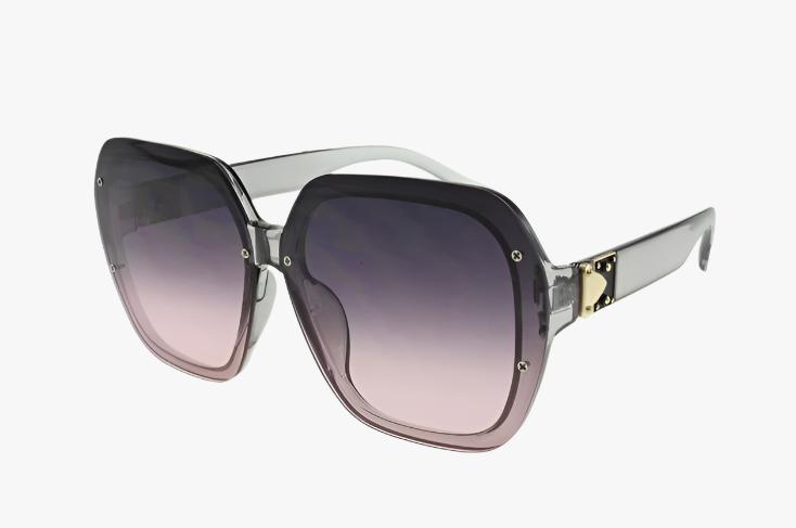 grey Fashion Extended Lens Square Buckle Hinge Sunglasses