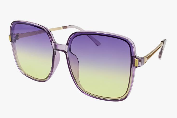 purple Fashion Square Framed Metal Temple Wholesale Sunglasses