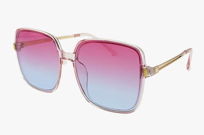 pink Fashion Square Framed Metal Temple Wholesale Sunglasses