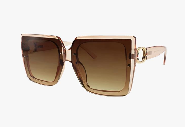 tan Wholesale Fashion Square Circle Emblem Sunglasses