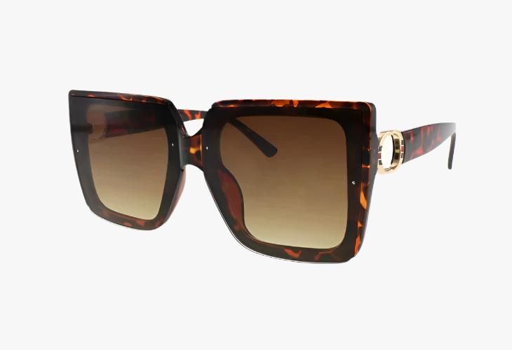 tortoise Wholesale Fashion Square Circle Emblem Sunglasses