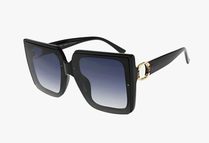 black Wholesale Fashion Square Circle Emblem Sunglasses