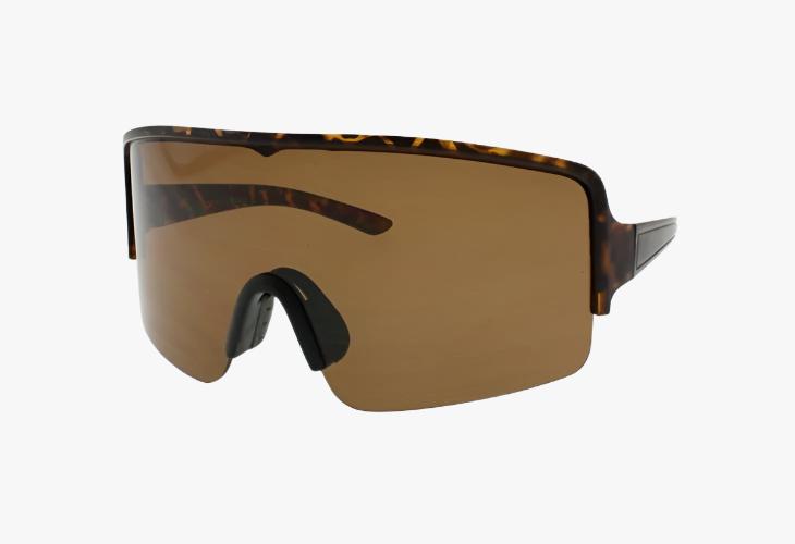 brown Large Curved Single Lens Shield Wholesale Sunglasses