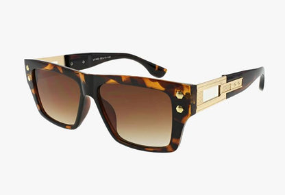 tortoise Fashion Retro Rectangle Metal Temple Wholesale Sunglasses