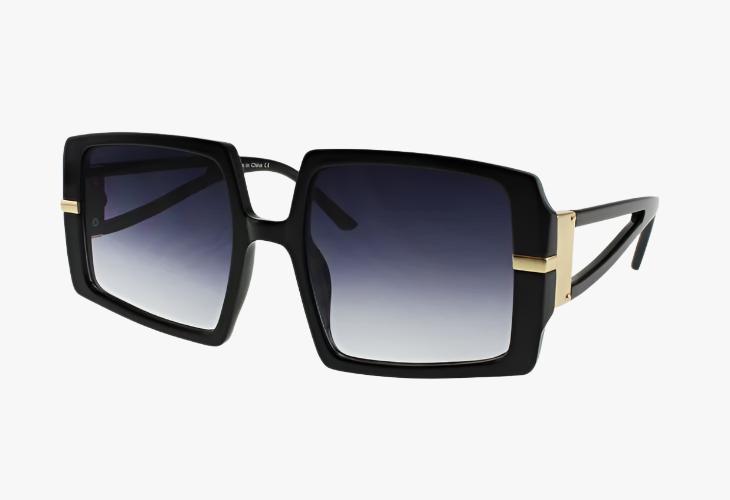 black Wholesale Fashion Square Split Temple Sunglasses